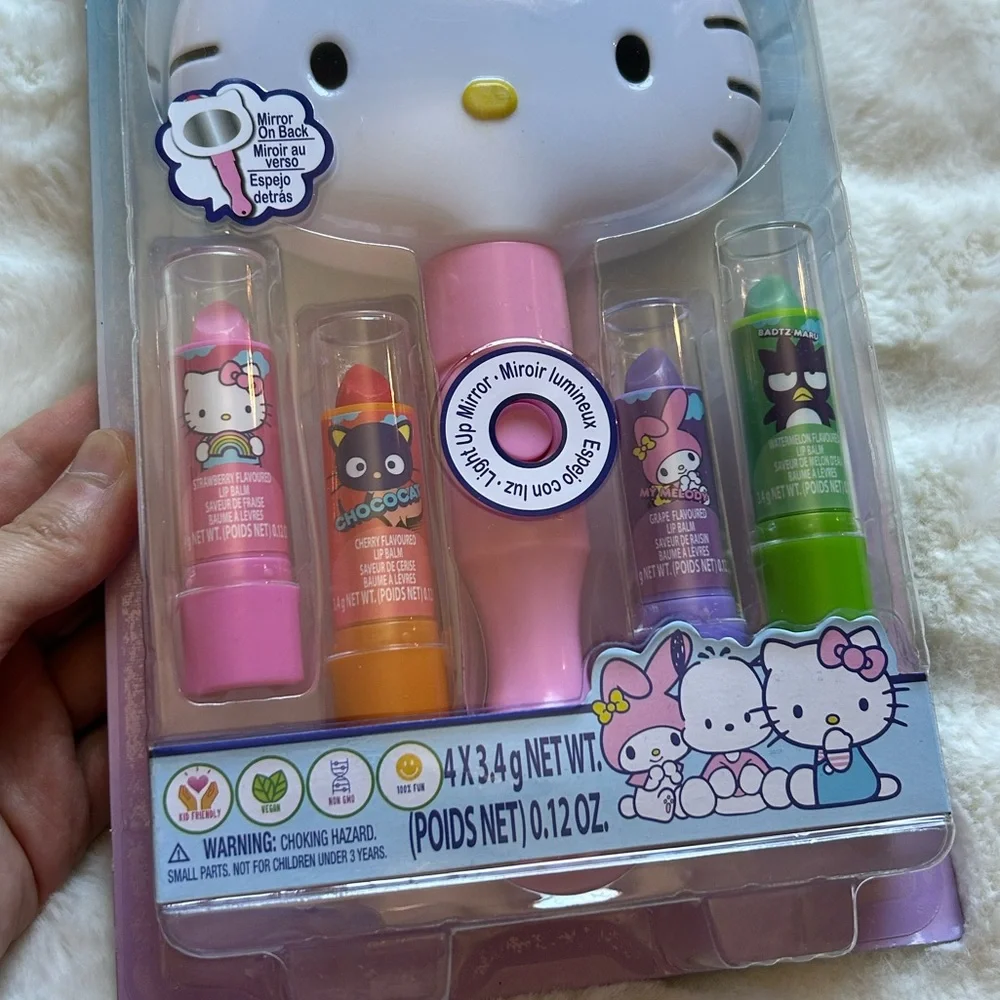 Townley Girl Sanrio Hello Kitty&Friends Plant Based Lip Balm and Mirror Set